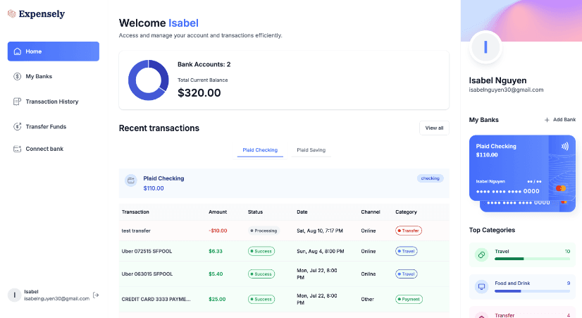 Expensely - Banking Web App